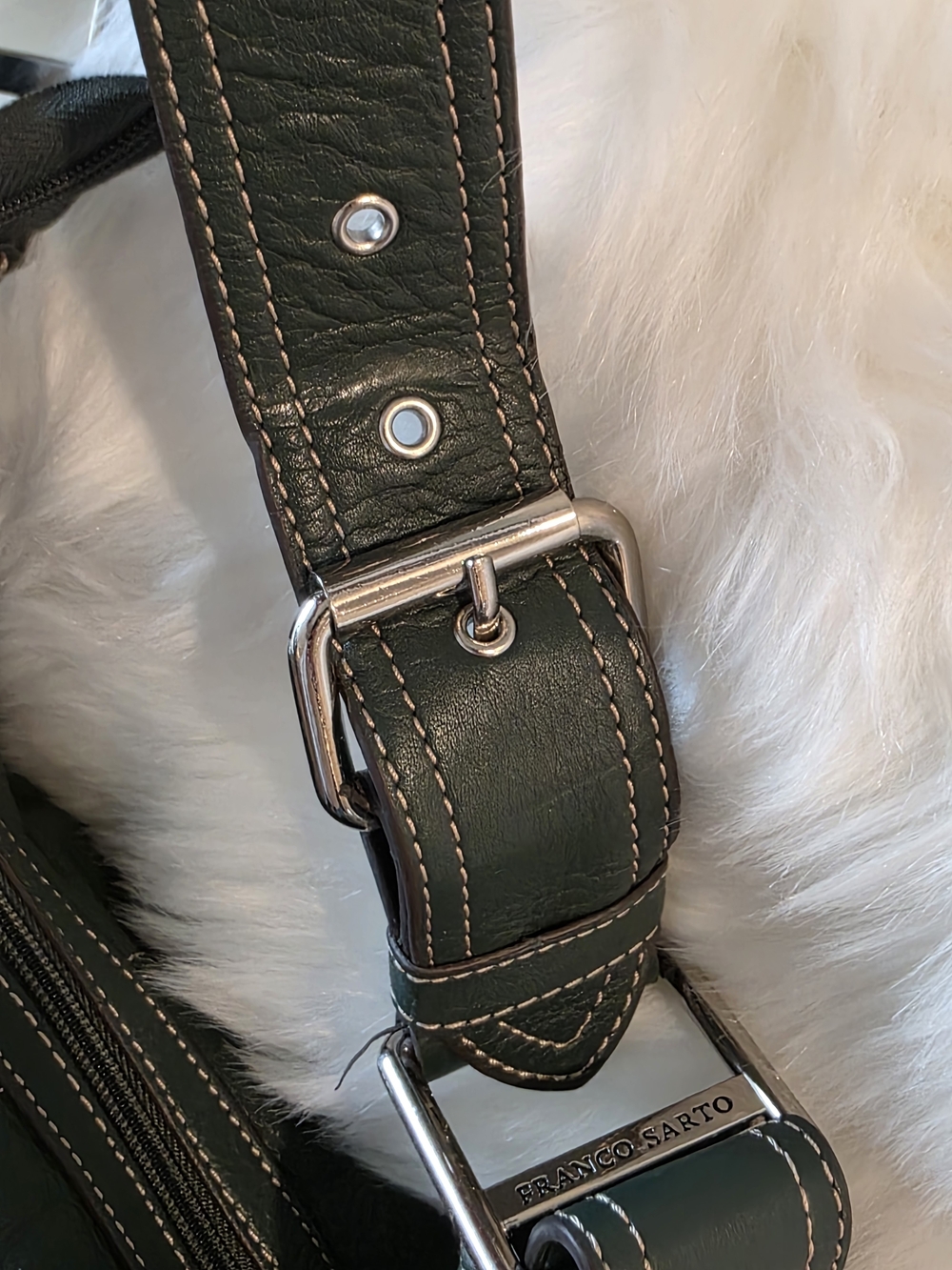 Dark Green Leather Shoulder Bag by Franco Sarto - Picture 7 of 15